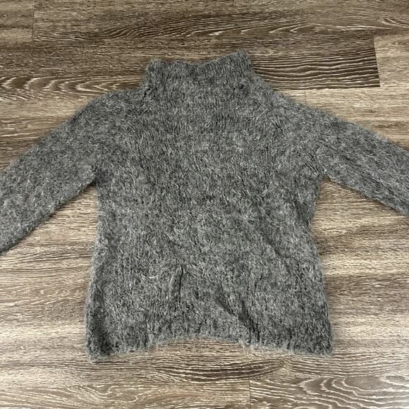 Gudrun & Gudrun Suri Alpaca Wool Grey Fuzzy Turtleneck Sweater L Made in Peru - Picture 5 of 12